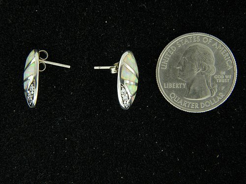 Opal White Oval Post Earring in Sterling Silver