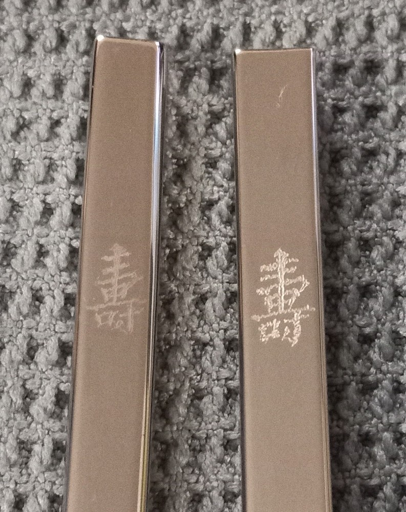 2 Pair Silver Plated Teak Wood Longevity Chopsticks Set with Rest