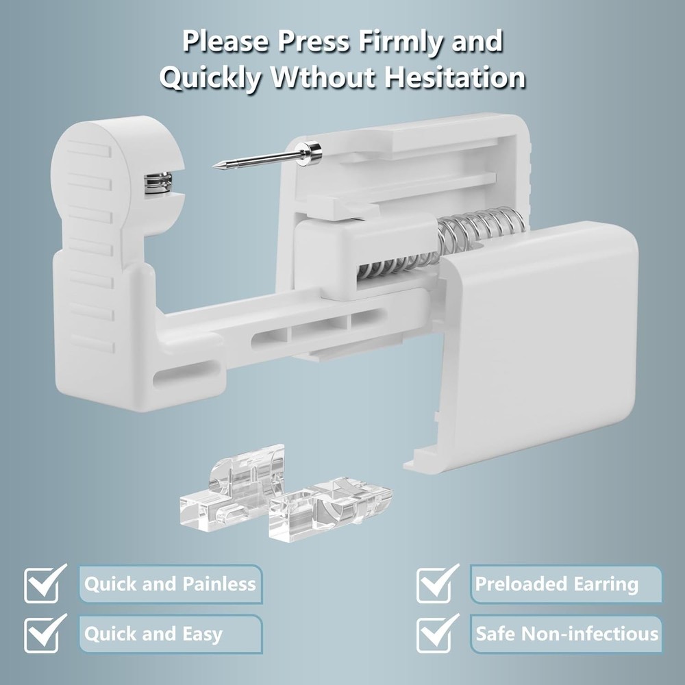 Complete Ear Piercing Kit: 2 Disposable Guns & 2MM CZ Studs for Safe At-Home Use