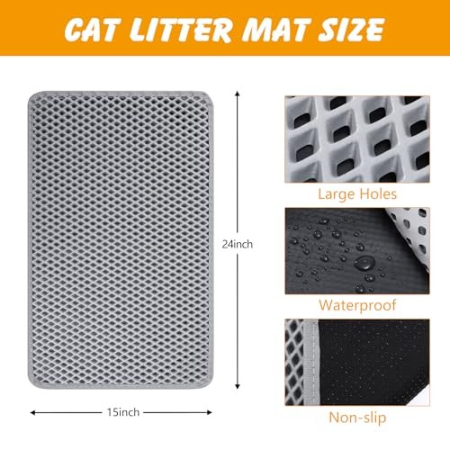 Double Layer Waterproof Cat Litter Mat, Non-Slip Litter Box Floor Protector