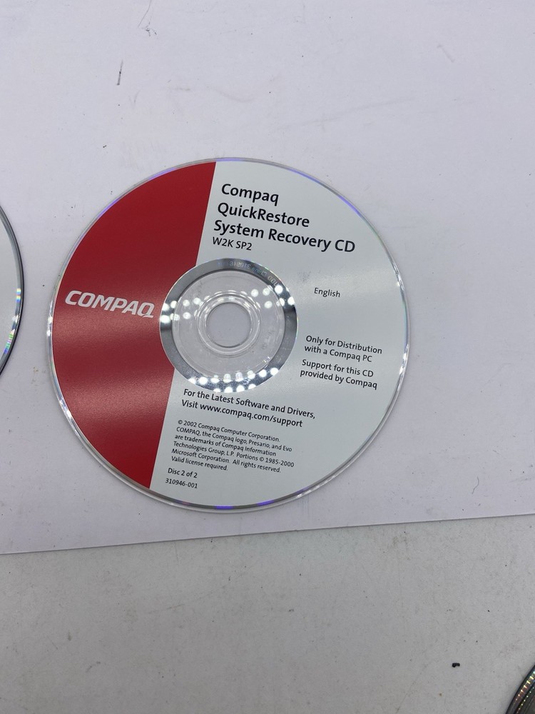 compaq quick restore w2k sp2 set of 3 discs