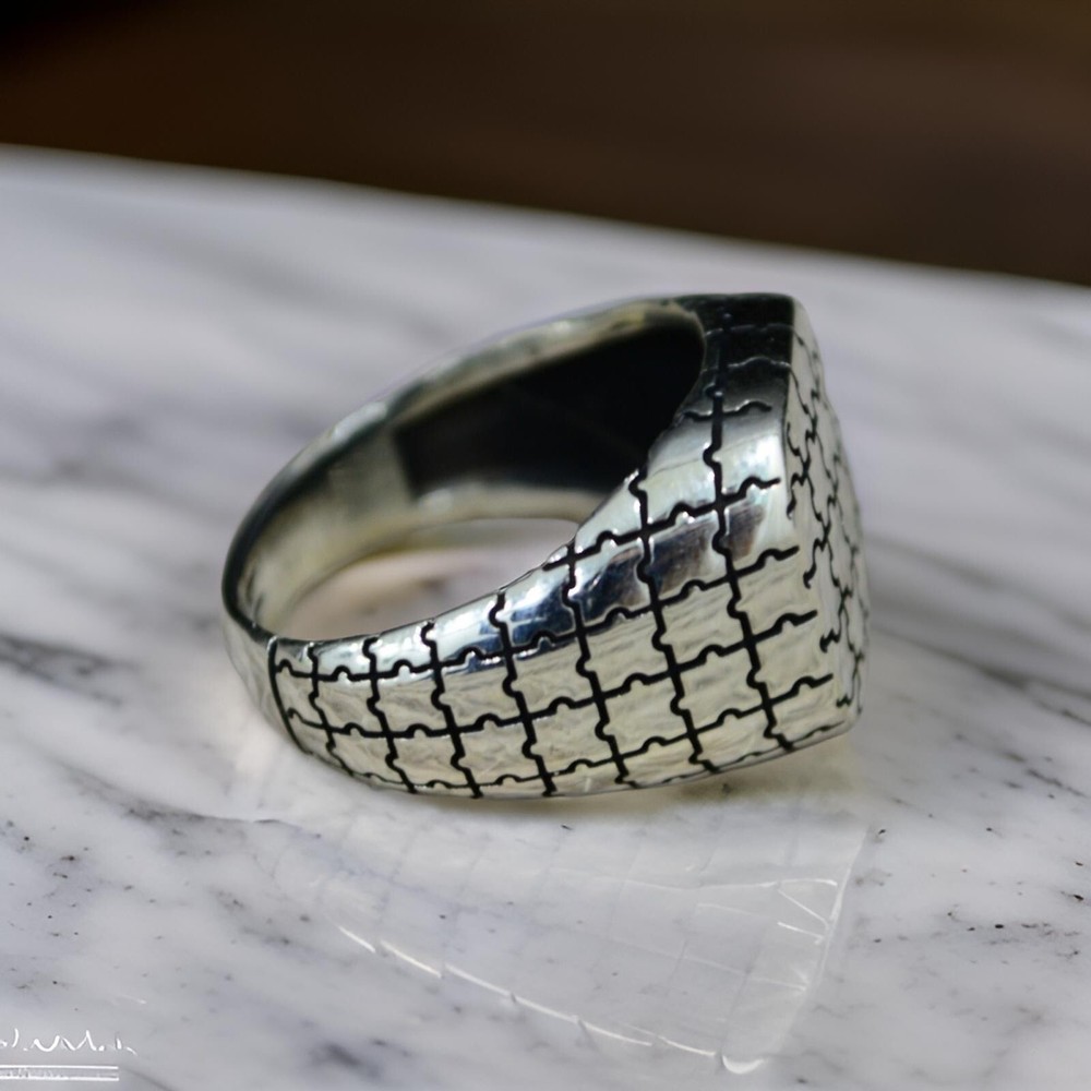 Men's Ring Solid Real 925 Sterling Silver Puzzle Design Size 7-15