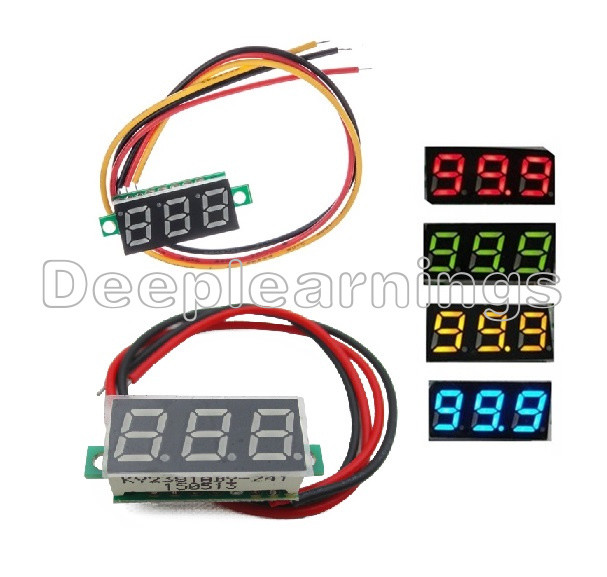 0.28" DC 0-100V / 2.5-30V 2/3-Wire Voltmeter LED Display Voltage Panel Meter