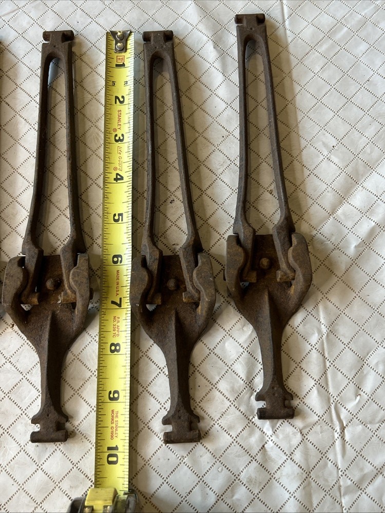 Antique (4) Cast Iron Drop Leaf Table Leaf Support Arms Brackets 10”