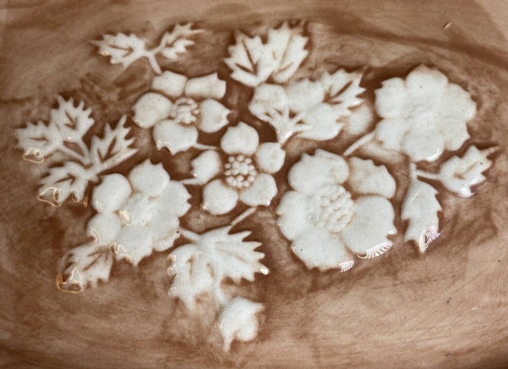 Ceramic Floral Footed Soap Dish Signed Elsa