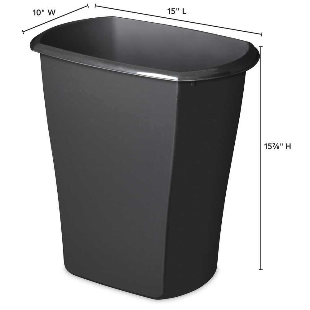 5.5 Gal. Rectangular Wastebasket Plastic, Office, Black