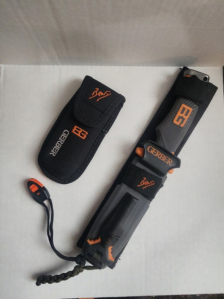 Gerber Bear Grylls Survival Knife Set Folder & Fixed Blade Fire Starter Sheath