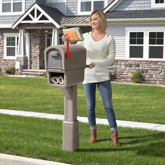 MailMaster Express Plus Mailbox Large Capacity Plastic Post Mount Mocha Finish
