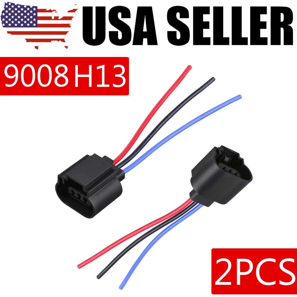 Two Harness Head Light Bulb Plug Repair Socket Wire Pigtail Female P 9008 H13