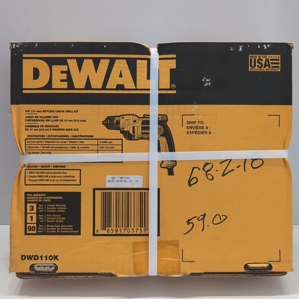 DEWALT 3/8 in. Variable Speed Corded Drill Kit with Tool Bag DWD110K