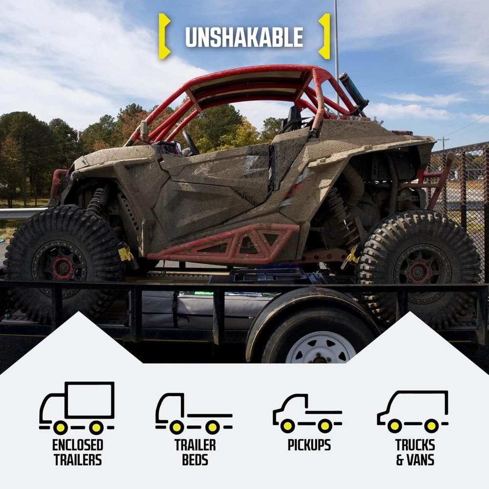 Automatic Retractable Ratchet Strap (2-Pack) 1" x 10', Heavy-Duty Design