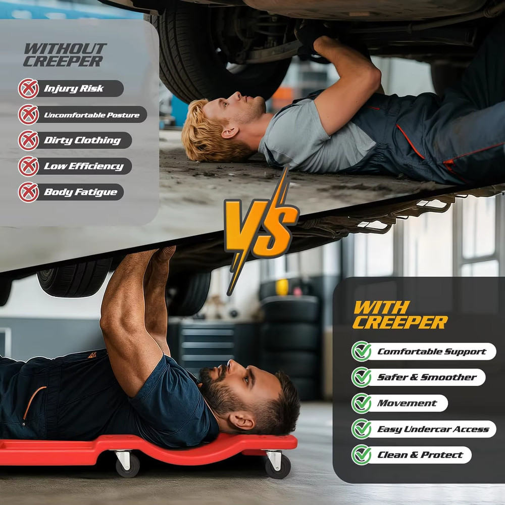 Mechanic Creeper - 40 Inch Rolling Garage Creeper