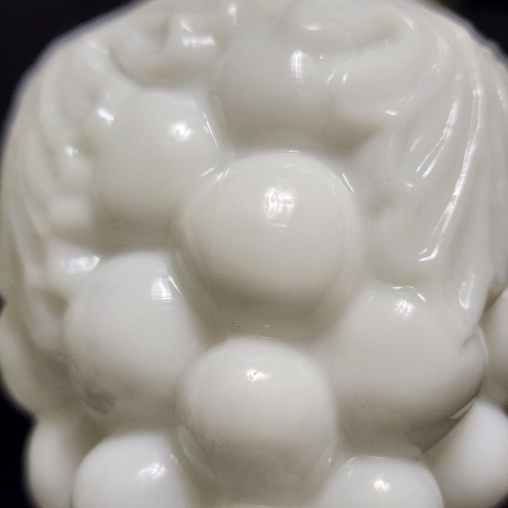 Eagle Glass Milk Glass Salt Shakers Grape & 4 Leaf Pattern