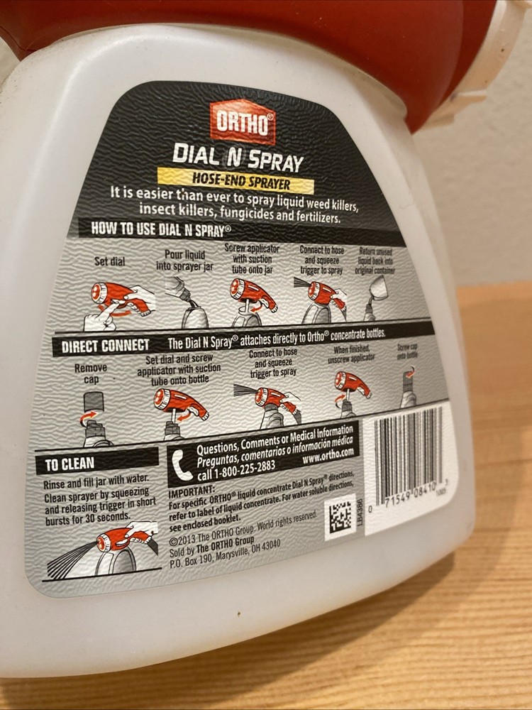 Ortho Dial N' Spray Hose Adjustable End Sprayer 2013 Clean On Inside
