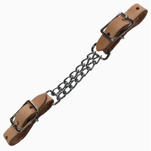 Leather Double Chain Curb Strap Light Oil