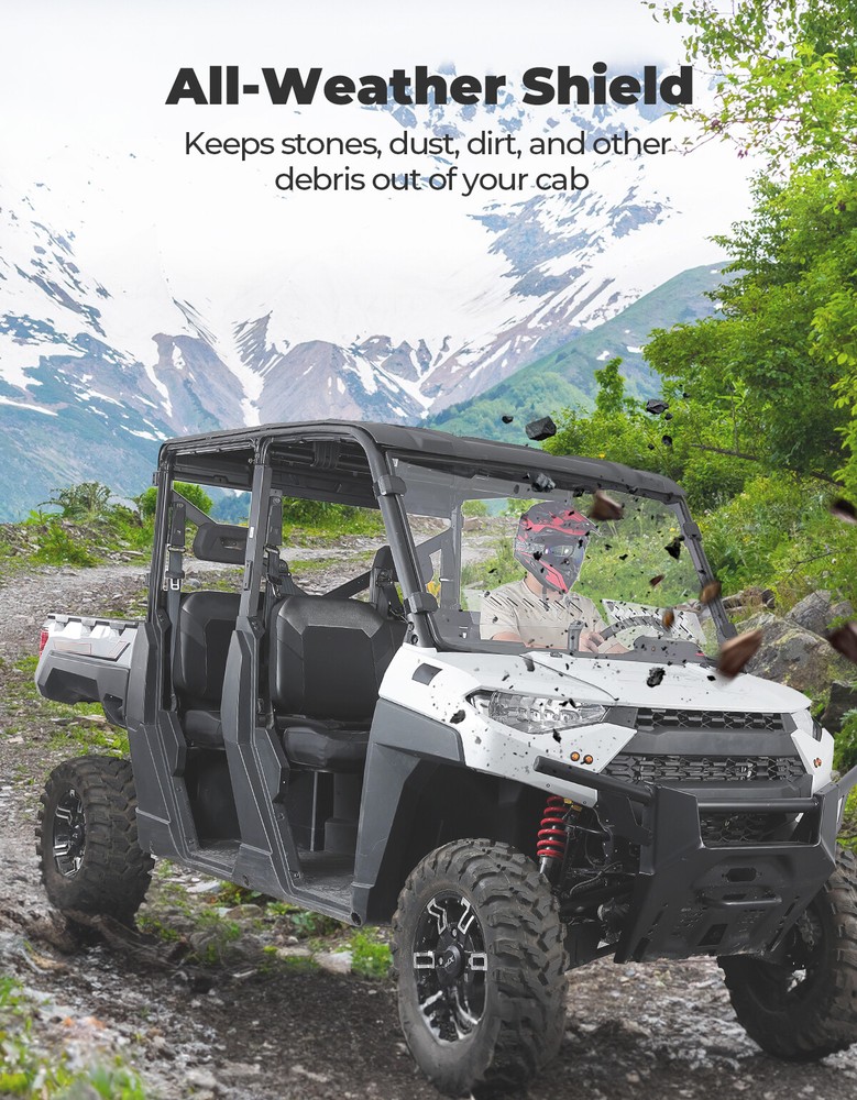UTV Vented Front Windshield for Polaris Ranger XP 1000 XP 900 Crew 2017-2025