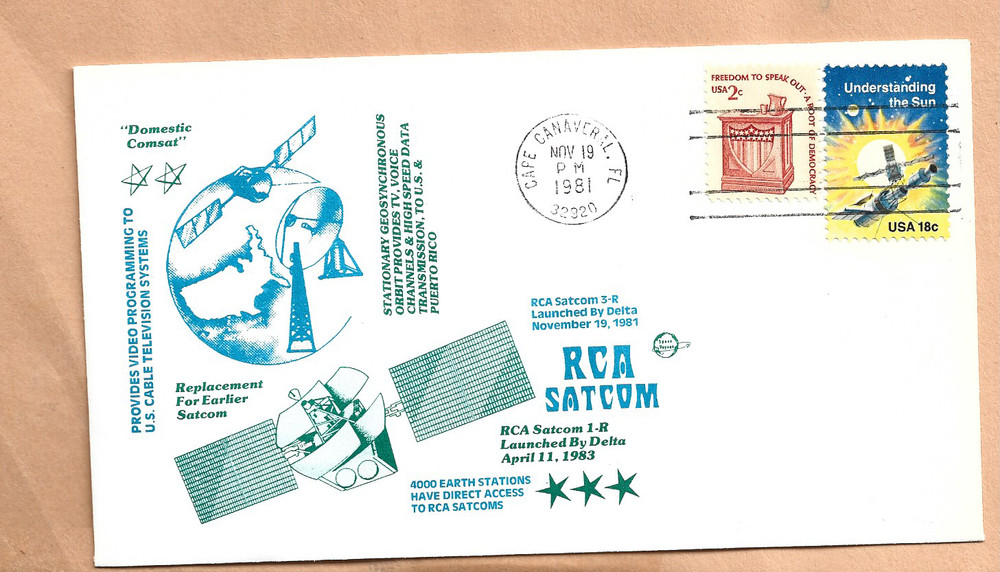 RCA SATCOM LAUNCH BY DELTA NOV 19,1981 CAPE  SPACE VOYAGE COVER