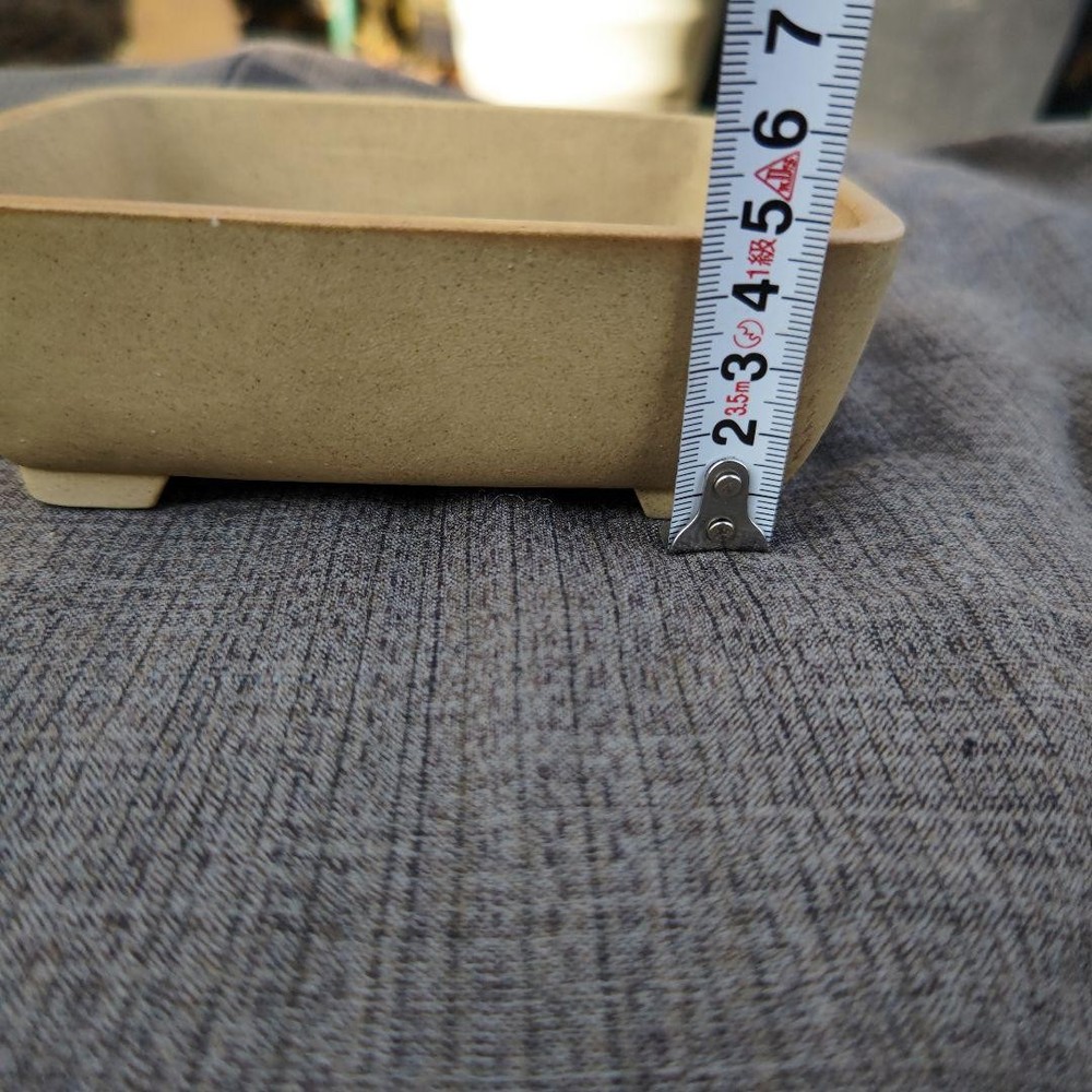 Rectangular Pottery Bonsai Pot Beige Japanese Art Shape Miniature Tree Container