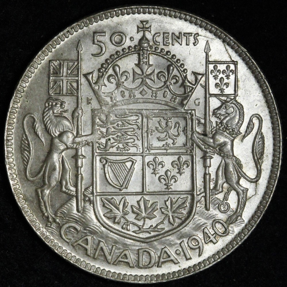 1940 SILVER Canada 50 Cents GEM E393 TRY