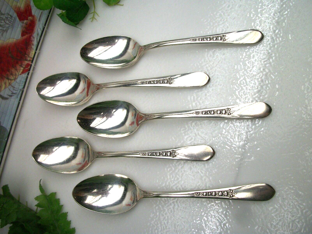 5 International Silver Rogers Priscilla LADYANN Silverplate Teaspoons 1941