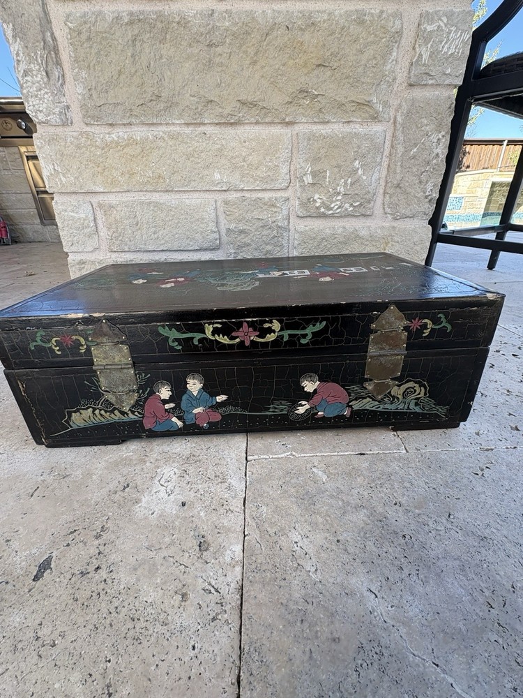 Asia. Chinese Painted Table Top Trunk
