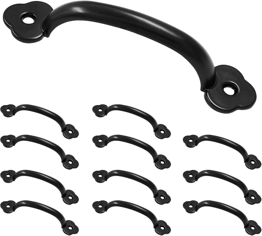 Bivethoi 12 Pcs Barn Door Handles, Metal Door Handle Black, Gate Pull Handle for