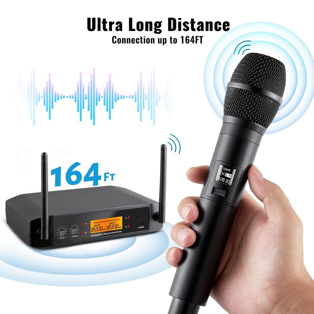 Microphone for Singing Wireless Microphone System Dual Professional Cordless ...