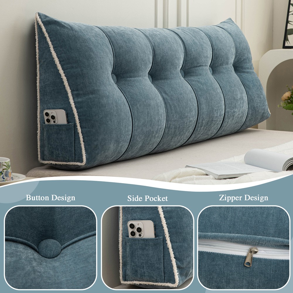 Triangular Wedge Pillow Chenille College Dorm Backrest Headboard Daybed Cushion
