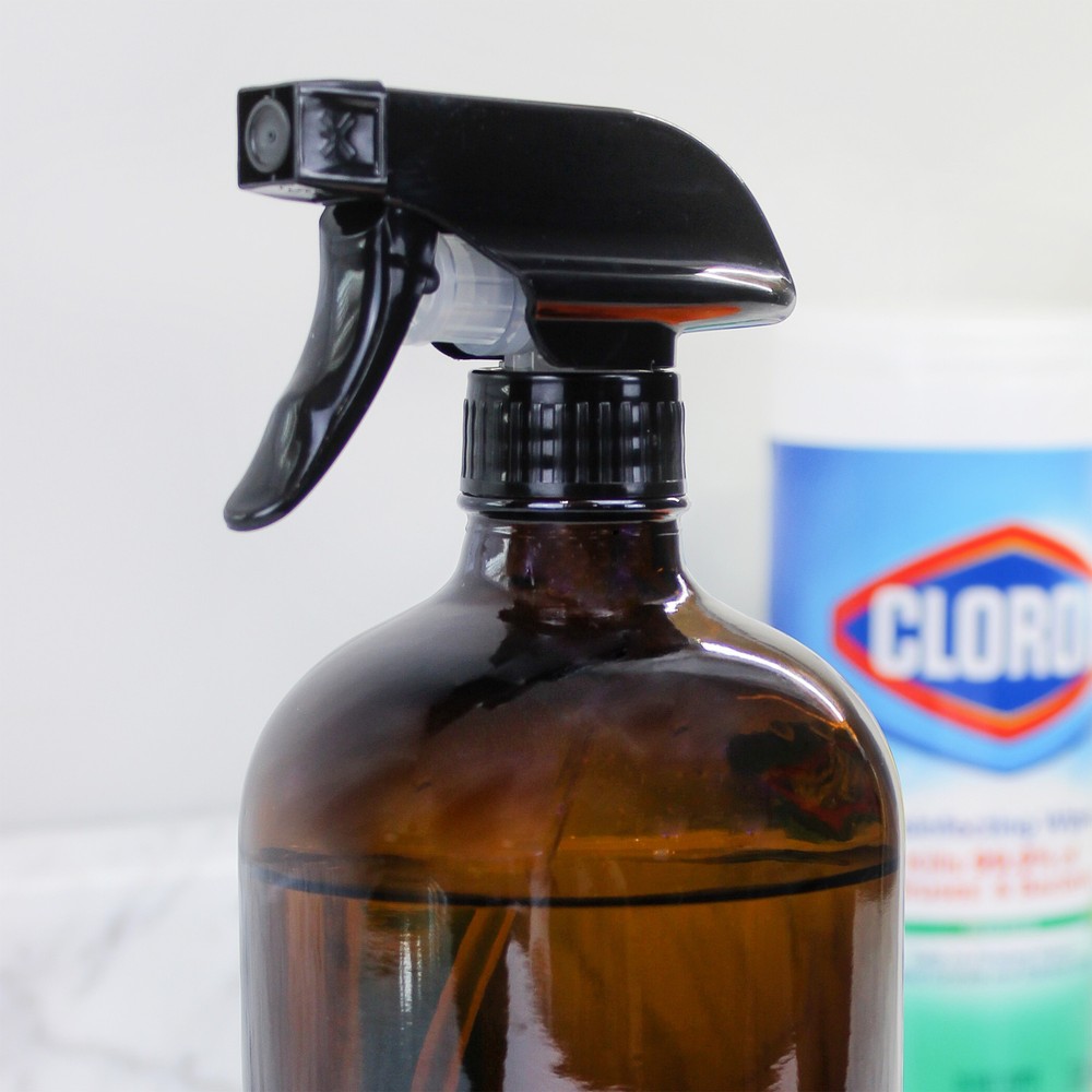 32oz Glass Spray Bottles, Quart w/ 3-Setting Adjustable Trigger Sprayers
