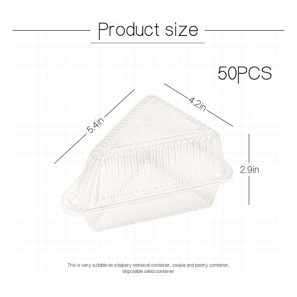 50Pcs Cake Containers with Hinged Lid,Disposable Pie Boxes6621