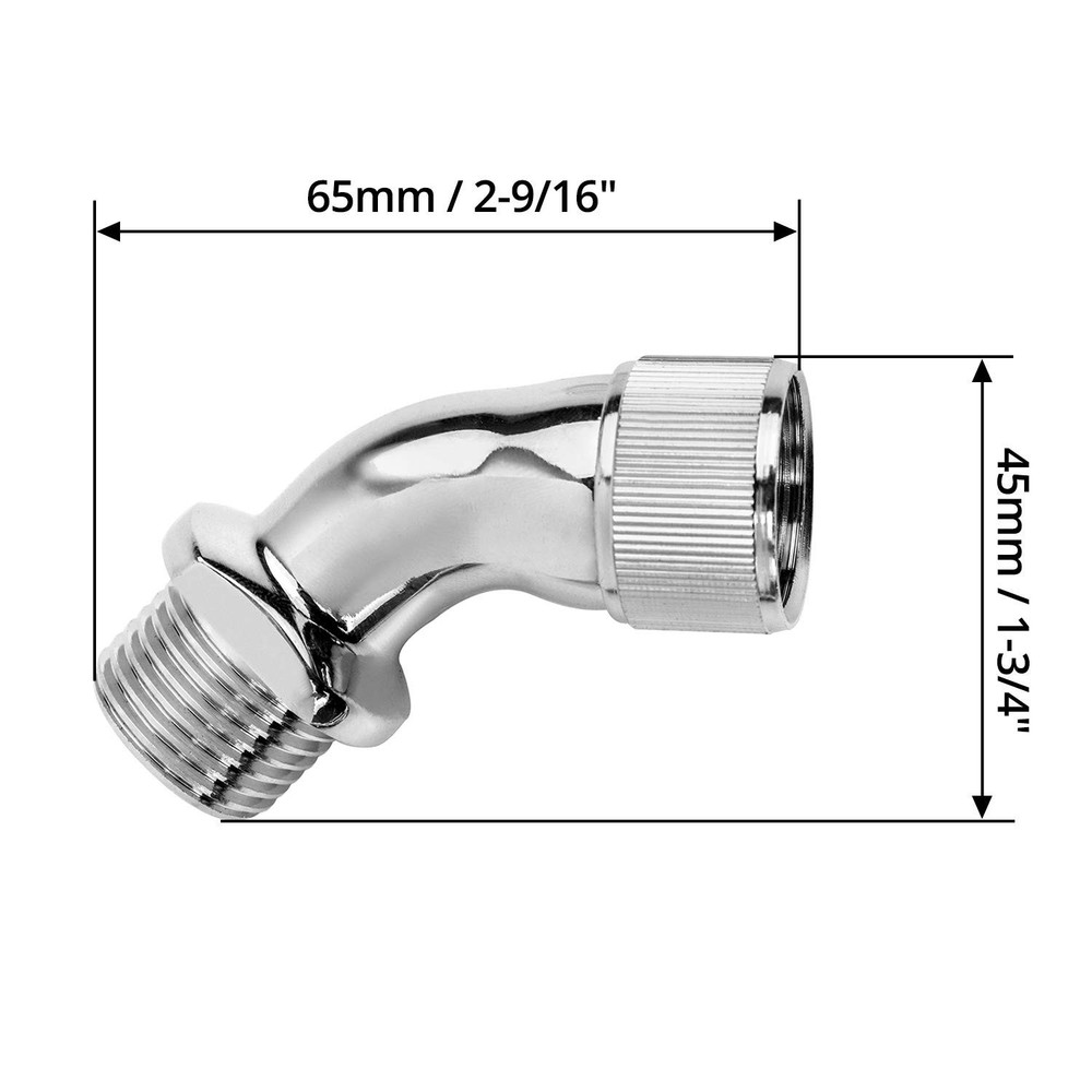 QWORK Elbow Adapter for Shower Head, Chrome Copper 1/2" Extender