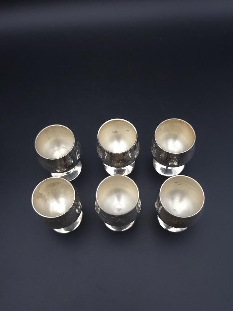 Engraved EPNS 6 Mini Goblets with Box