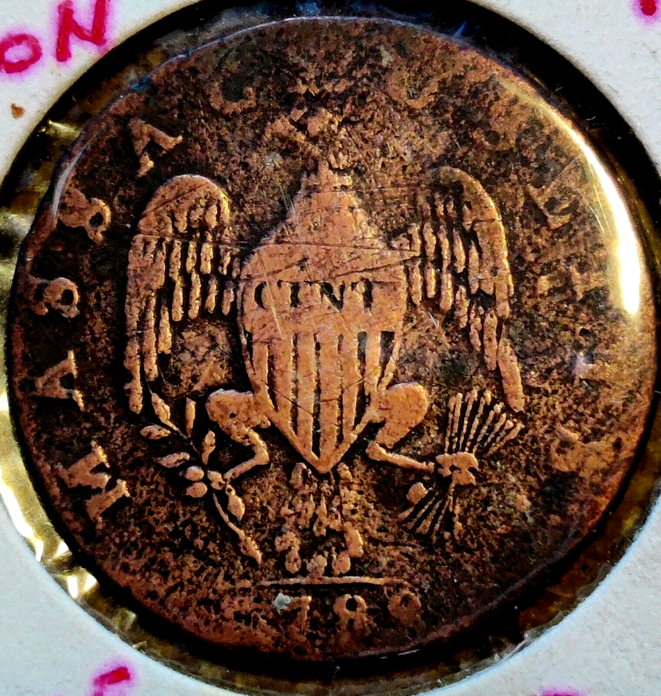 1788 MASSACHUSETTS COMMONWEALTH CENT - COLONIAL ISSUE - RARE - KM#: 20.6