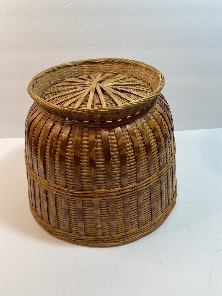 Bamboo Woven Round Basket 10 5/8" Diameter