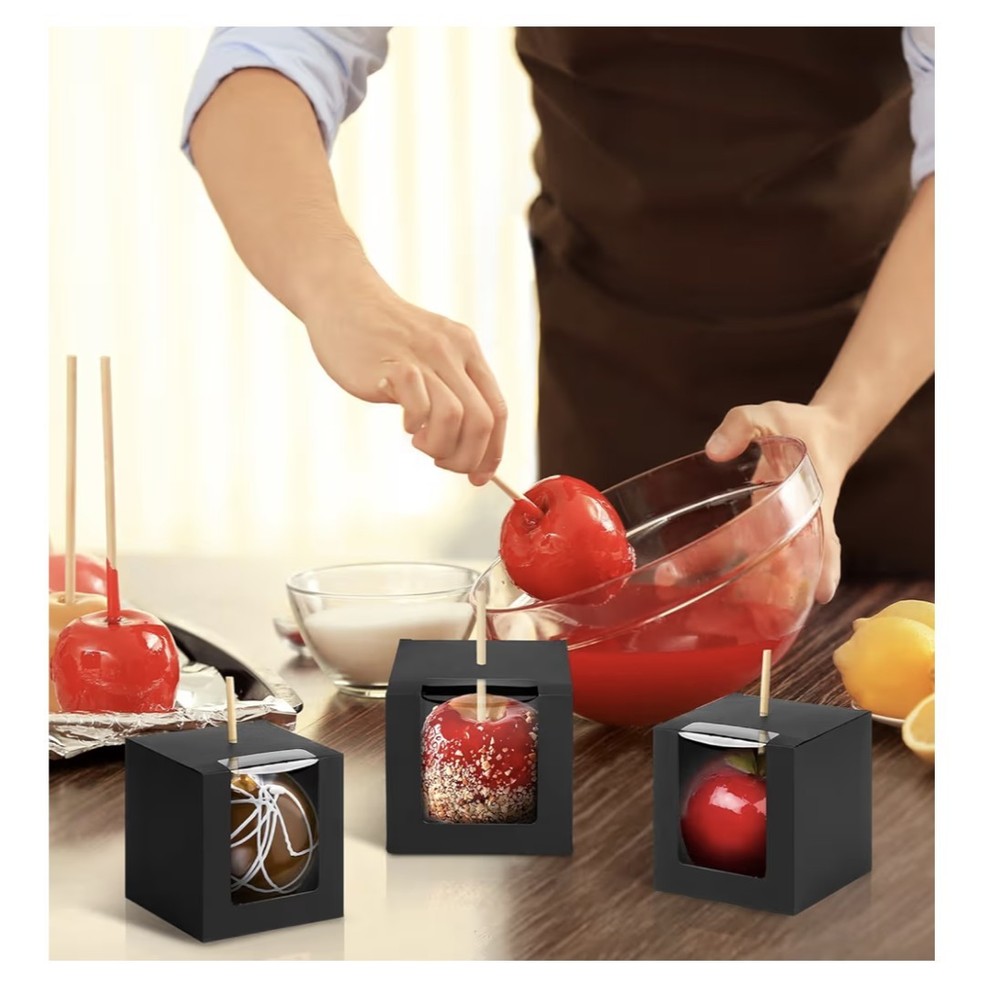 25 Pack Kraft Candy Apple Boxes with Sticks