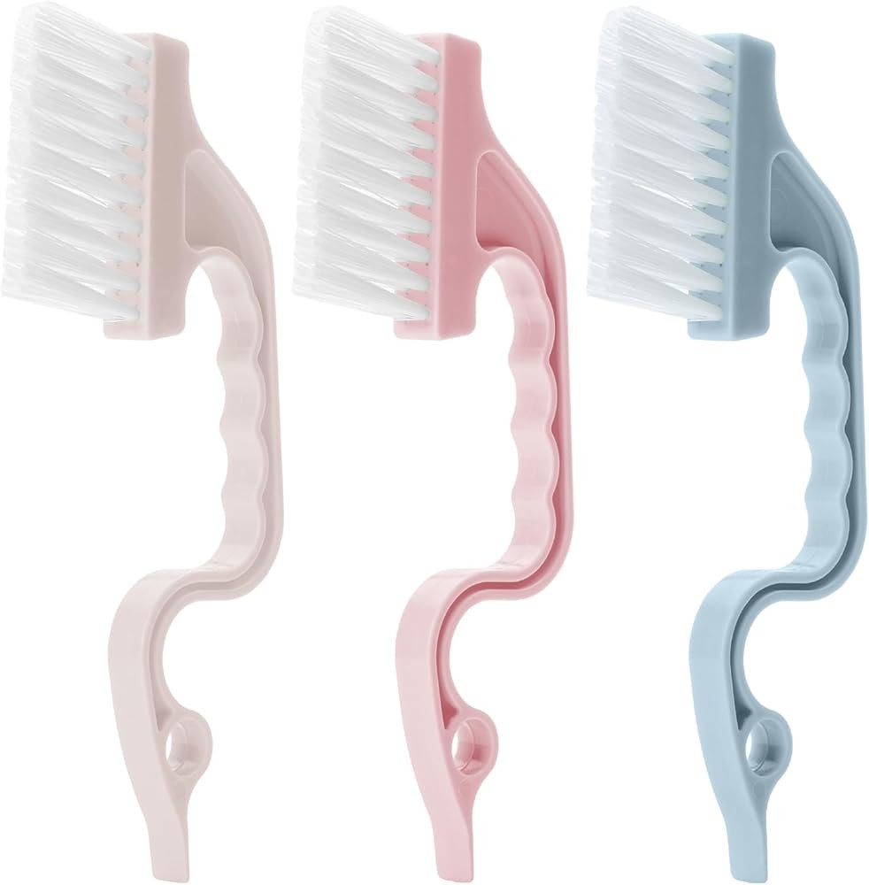 Sli- Window Tra Cleaning Brush,Blue Ergonomic Handle, Built-in Scraper