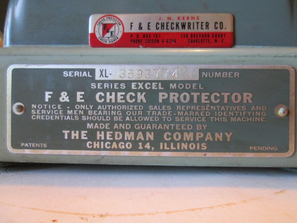 F & E Check protector with original cover works Excel model