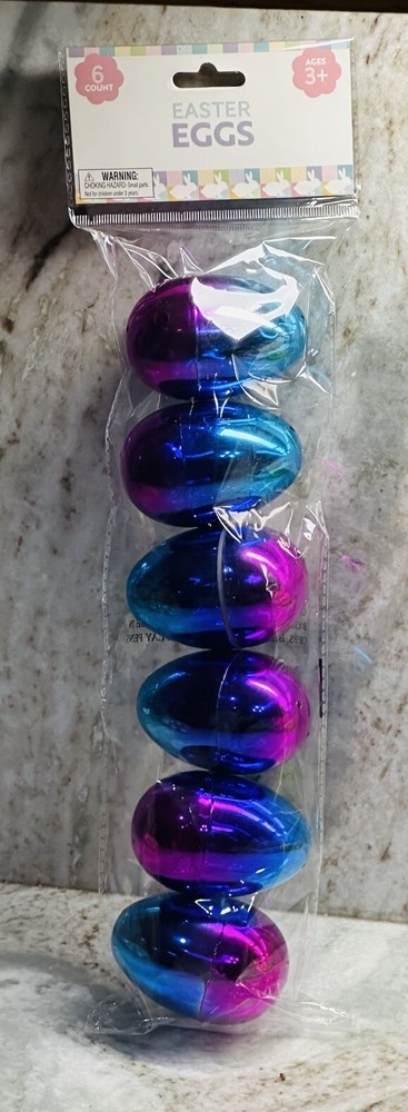 Plastic Easter Eggs Metallic Multicolor 1pk 6pcs-Fillable Eggs-Brand New-SHIP24R