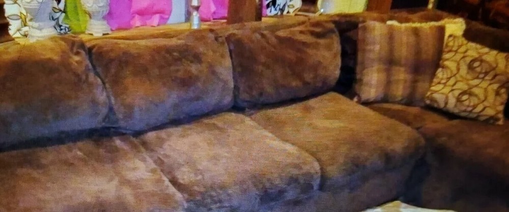 CHARMING 3 PIECE SECTIONAL SOFA - BROWN CHENILLE FABRIC