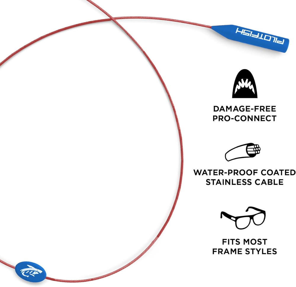 Pilotfish Wire Sunglasses Strap, No-Tail Eyewear Retainer for Glasses, Secure Ey