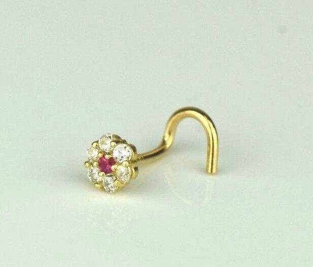 14k Yellow or White Gold CZ Nose Piercing Stud