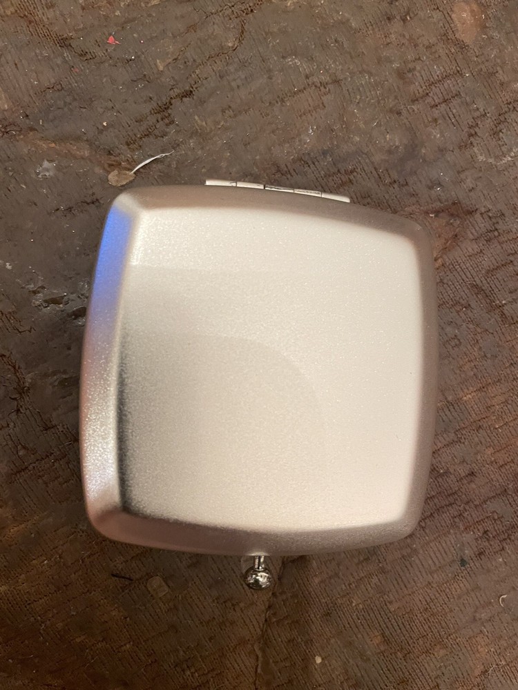 Retro Art Deco Silver Opal Crystal Fiore Mirror Compact W/ Push Button Closure