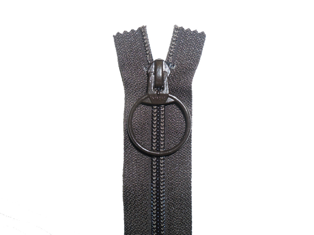 YKK, LOOP PULLER ZIP,DARK BROWN,16"/41 CM,NYLON TEETH,CLOSED END,NUMB 6