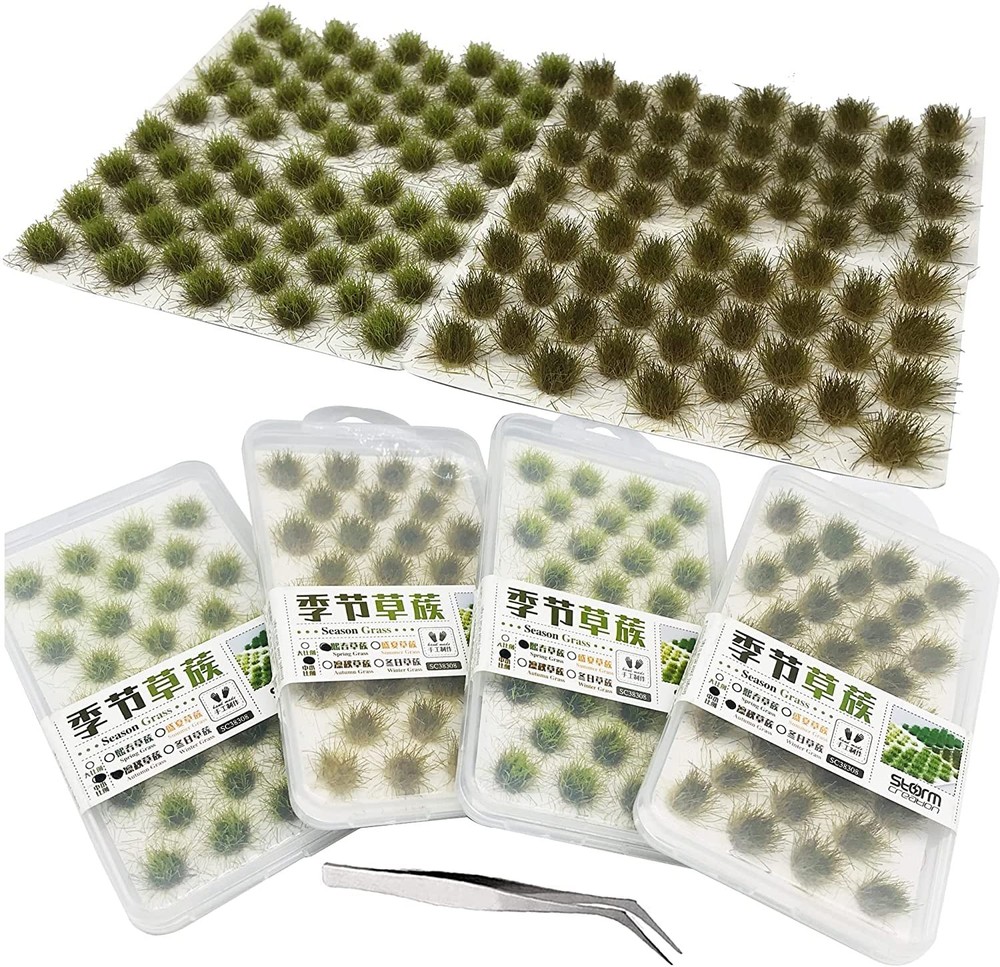 Static Grass Tuft Model Kit Scenery Terrain & Tweezers for Grass Modeling 128pcs