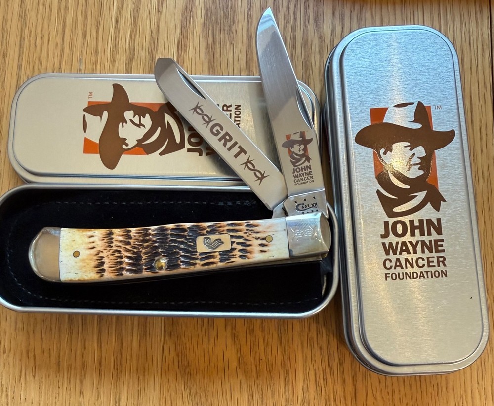 CASE JOHN WAYNE TRAPPER KNIFE NEVER USED IN BOX #6254 SS D5