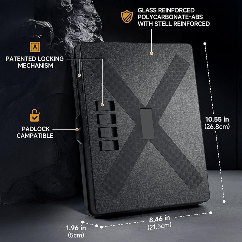 Handgun Safe Mechanical Combination 46 Customized Codes Compact Gun Storage Box