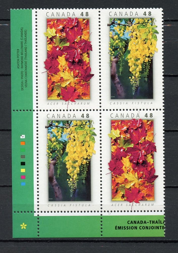Canada MNH #2000-01 Plate Block LL National Emblems Joint Issue Thai 2003 J747