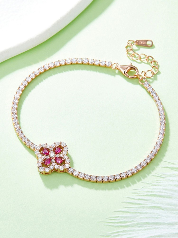 Ruby Flower Bracelet
