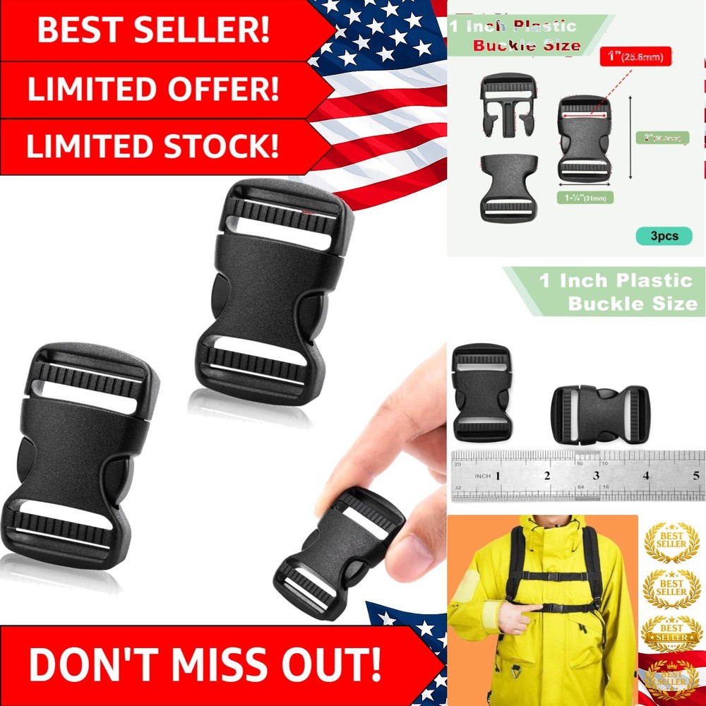 Adjustable 1" Inner Dia. Plastic Buckles - Quick Release for Camping & Collars