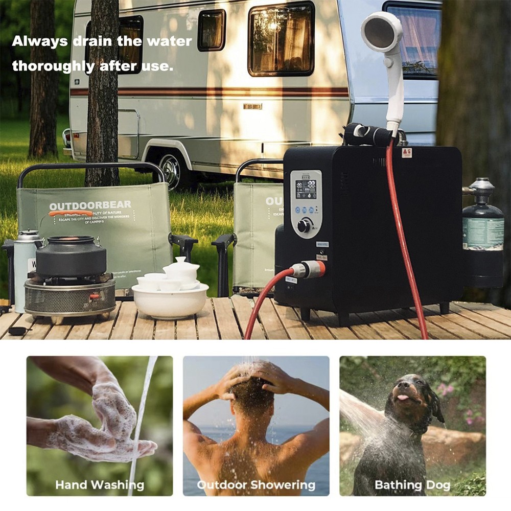 Propane Portable Water Heater Countertop Instant Camping Shower For Outdoors.
